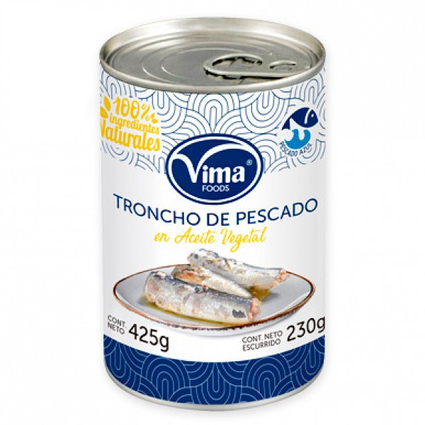 Troncho de Pescado en Aceite Vegetal Vima, Lata 425 gr
