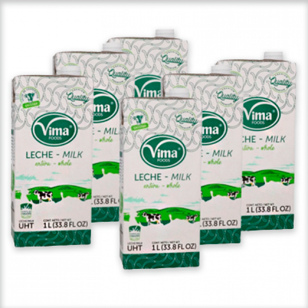 Leche Entera Vima, Caja 1 lt, Pack 6 Unidades